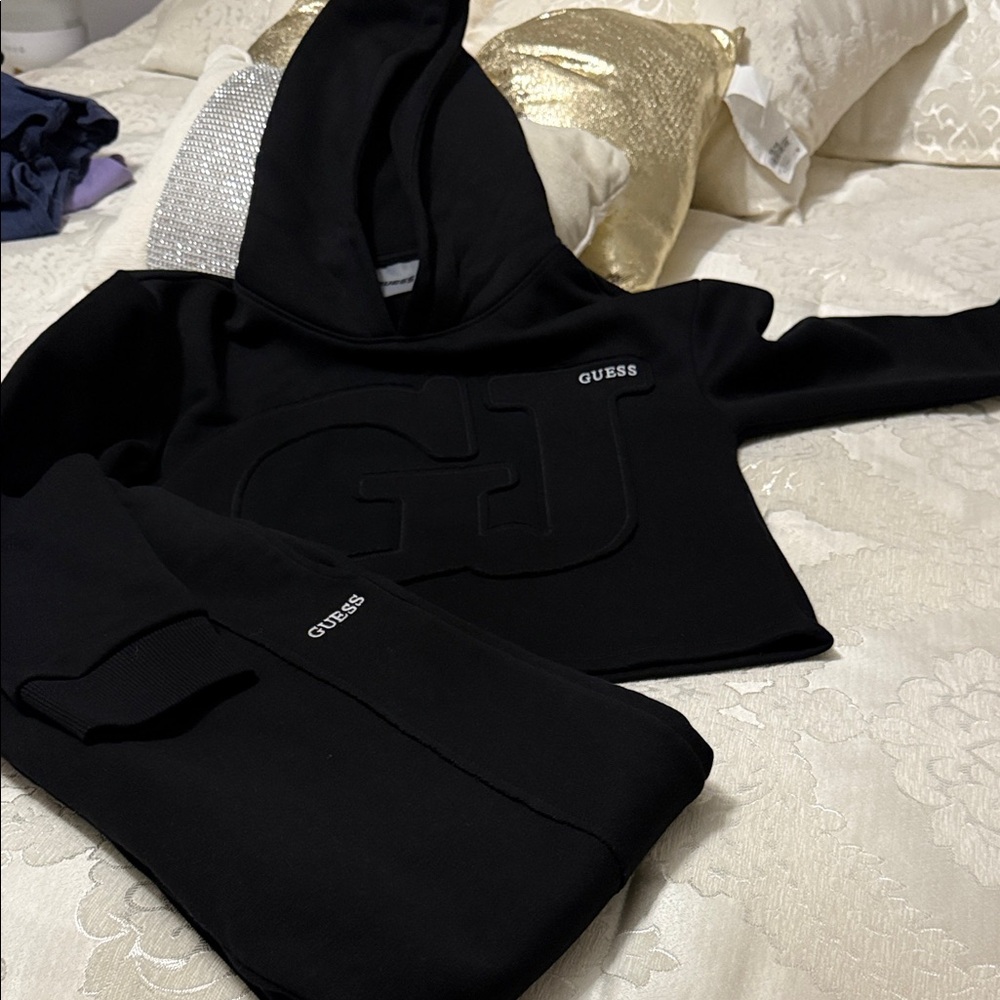 Guess Black Logo Hoodie and Joggers